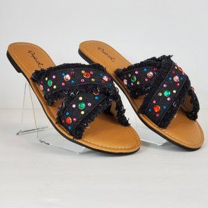 NEW X-BAND EMBELLISH SANDAL BLACK DEMI
